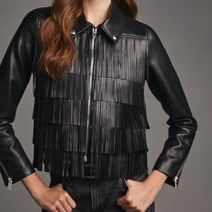 BLANKNYC Fringe Faux Leather Thrills and Frills Jacket Black, Sz XS, NWOT